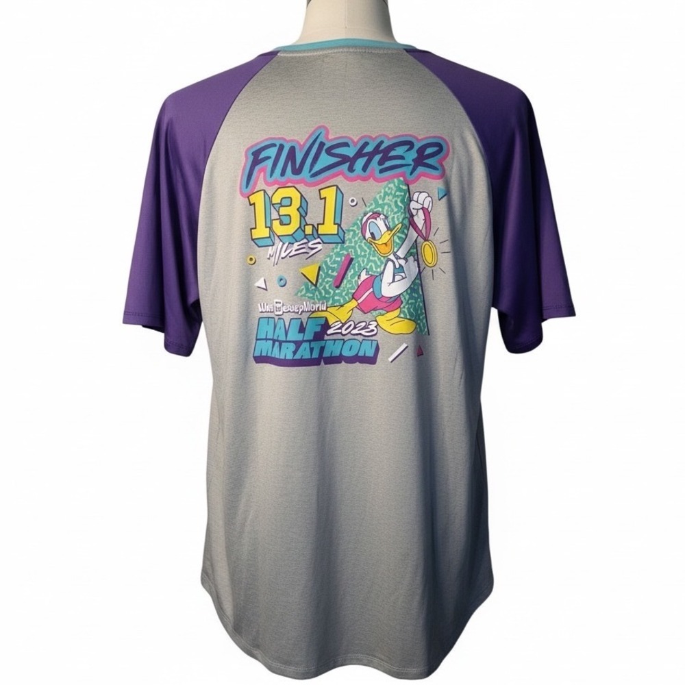 Disney Shirt Gray Purple Run Disney 2023 Half Marathon Finisher Large‎ Adult WDW